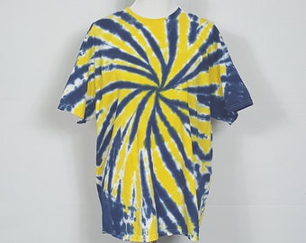 blue and yellow tie dye sweatshirt