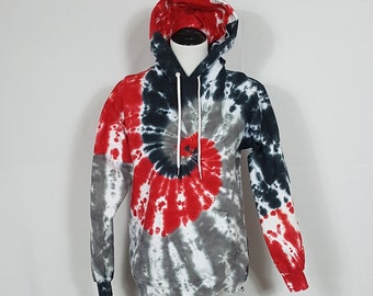 Red Black Grey Tie Dye Hoodie | Hanes Ultimate Cotton
