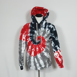 Red Black Grey Tie Dye Hoodie | Hanes Ultimate Cotton