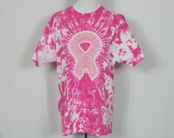 Hand Dyed Breast Cancer Awareness Ribbon Tie Dye Shirt