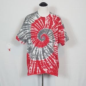 Hand Dyed Tie Dye Shirt | Red & Gray Swirl, Unisex Cotton