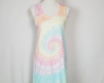Pastel Tie-Dye Tank Dress | Hand-Dyed Cotton Racerback