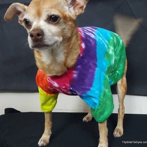 Pick Size | Hand Dyed Multi Stripes | Tie Dye Dog Shirt | 100% Cotton