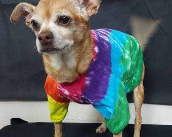Pick Size | Hand Dyed Multi Stripes | Tie Dye Dog Shirt | 100% Cotton