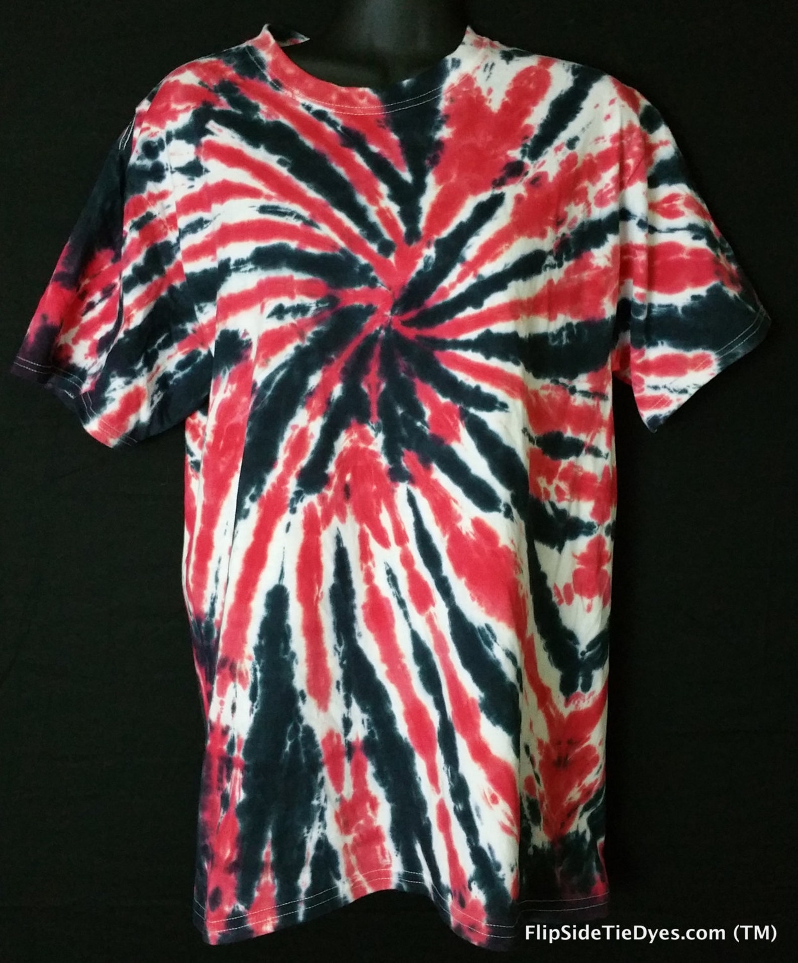 Hand Dyed Tie Dye Shirt Red And Black Swirl Design Etsy 