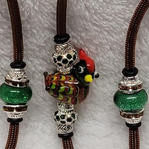 Brown/Green Multicolored Duck Beaded Show Dog Lead/Dog Show Lead/Leash Small End Loop or Snap Dog Lead