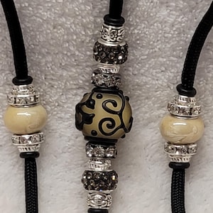 Black/Beige Frosted Dog Show Lead/Ultimate Bling Fancy Beaded Show Dog Lead/Dog Show Leash Bling Snap Dog Lead 4 ft