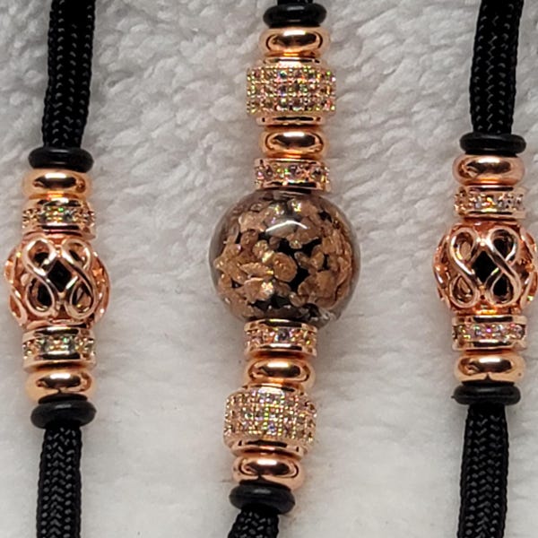 Black & Rose Gold Beaded Dog Show Lead: Bling Leash