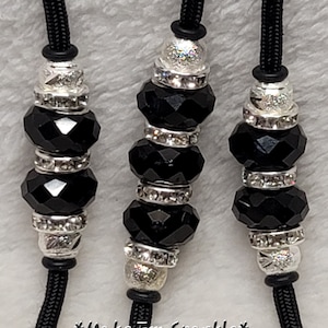 Black/Gold OR Black/Silver Dog Show Lead/ Custom Beaded Show Dog Lead/Dog Show Leash Bling Dog Lead