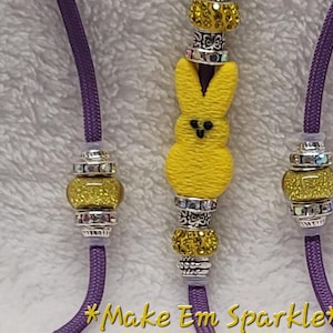 Pink/Purple/Yellow or Blue Textured Peep Bunny Easter Dog Show Lead/Dog Leash/Dog Show Leash/Bling Snap, End Loop, or Slip Dog Lead