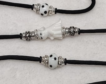 Black/White Ghost Puppy/Halloween Dog Show Lead/Bling Rhinestone Beaded Leash