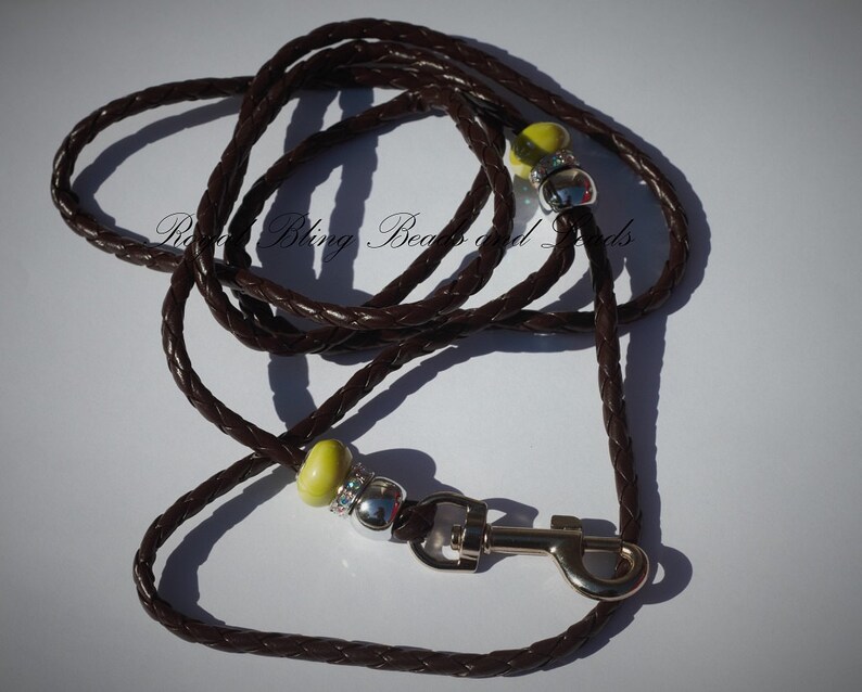 5mm Simple Beaded and Braided Leather Show Dog Snap Lead 4 Etsy