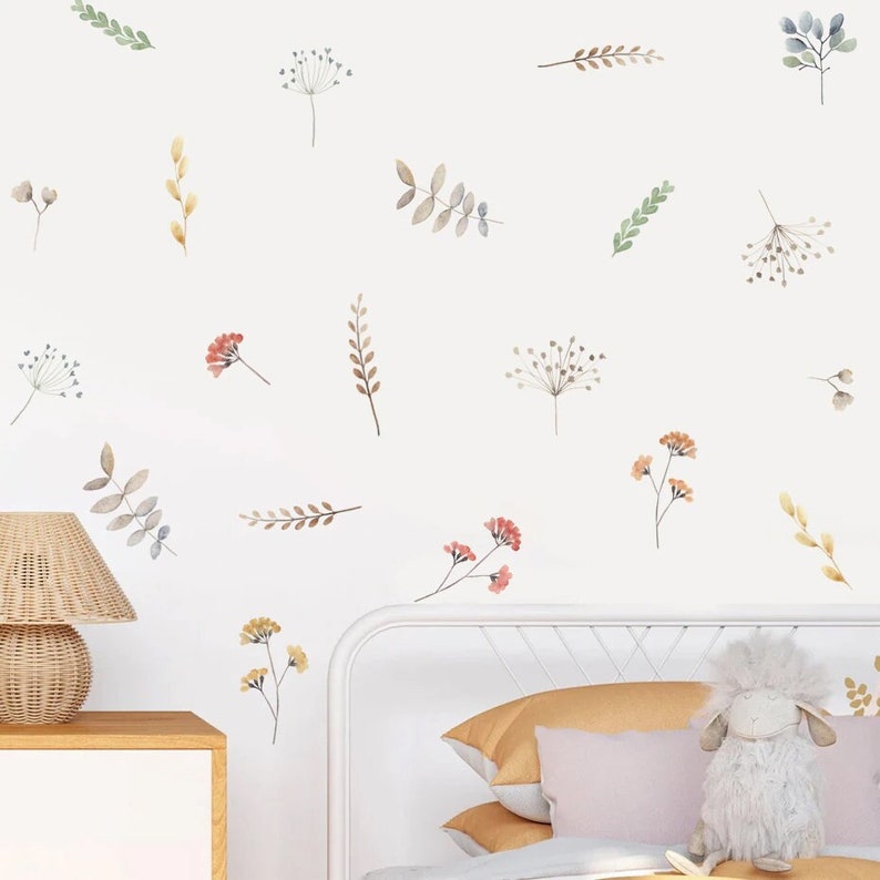 Boho Nursery FLORAL FLOWER Wall Decals, Beautiful Floral Nursery Wall ...