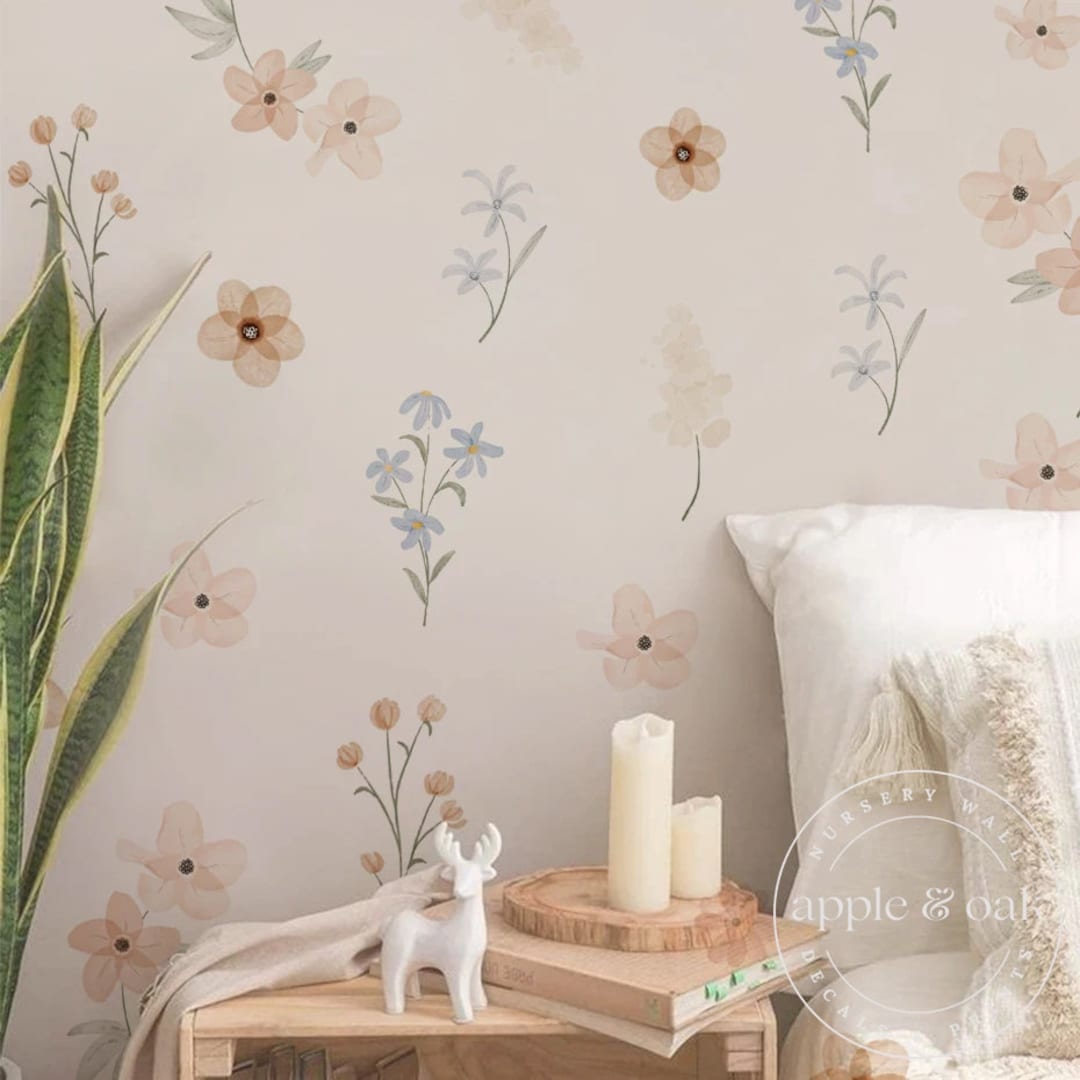 Boho Nursery FLORAL FLOWER Wall Decals | Floral Nursery Wall Decals ...