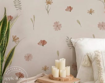 Boho Nursery FLORAL FLOWER Wall Decals | Floral Nursery Wall Decals | Boho Nursery Wall Decal Stickers | REMOVEABLE Wall Decal Stickers