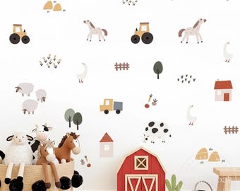 FARM ANIMAL Nursery Wall Decals, Boho Nursery Wall Decal Sticker, Wall Decals Kids Room Decals, Boho Nursery Decor, REMOVEABLE Wall Decals