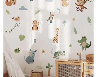 Nursery Wall Decals, Boho Nursery SAFARI JUNGLE Wall Decals, Safari Nursery Decor, Nursery Wall Decor, REMOVEABLE Wall Decal Stickers
