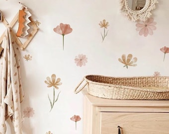 Boho Kinderzimmer FLORAL BLUMEN Wandtattoos | Kinderzimmer Wandtattoo Blumen | Boho Kinderzimmer Aufkleber | Abnehmbare Wandtattoo Aufkleber