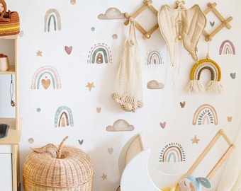 Boho PASTEL RAINBOW Cloud Decals | Boho Nursery Wall Decal Stickers | REMOVEABLE Wall Decal Stickers | Boho Nursery Decor