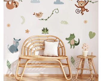 Nursery Wall Decals, Boho Nursery SAFARI JUNGLE Wall Decals, Safari Nursery Decor, Nursery Wall Decor, REMOVEABLE Wall Decal Stickers