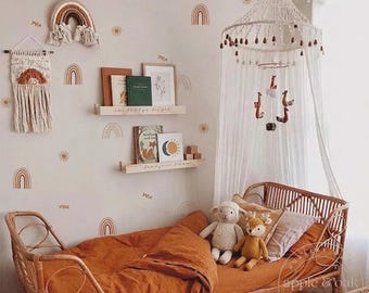 Neutral Rainbow Nursery Decals, Boho Sun Wall Stickers, Earth Tone Baby Room Decor, Minimalist Kids Wall Art, Peel and Stick Rainbow Set
