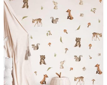 WOODLAND Animal Nursery Wall Decals, Woodland Nursery Wall Decals, Boho Nursery Wall Decal Sticker, REMOVEABLE Wall Decals, Wall Decals Kids