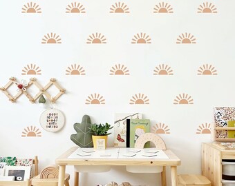 Calcomanías de pared Boho Sun / Calcomanías de pared Boho para habitación de bebé / Calcomanías de pared extraíbles / Decoración Boho para habitación de bebé / Calcomanías de habitación de bebé neutras