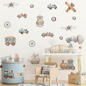 Calcomanías de pared para habitación infantil con diseño de avión, calcomanías para habitación infantil, pegatinas de pared para habitación infantil de bebé niño, decoración de aviación para habitación infantil de niño