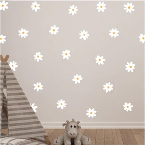 Boho WHITE DAISY Flower muur sticker, boho kinderkamer muur sticker stickers, verwisselbare muur sticker stickers, boho kinderdagverblijf decor, kinderdagverblijf decor meisje