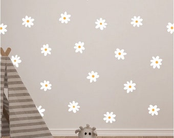 Boho WHITE DAISY Flower Wall Decal, Boho Nursery Wall Decal Stickers, REMOVEABLE Wall Decal Stickers, Boho Nursery Decor, Nursery Decor Girl