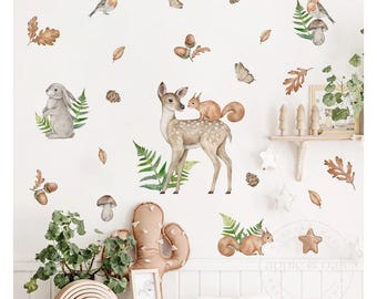 WOODLAND Animal Nursery Wall Decals, Woodland Nursery Wall Decals, Boho Nursery Wall Decal Sticker, REMOVEABLE Wall Decals, Wall Decals Kids