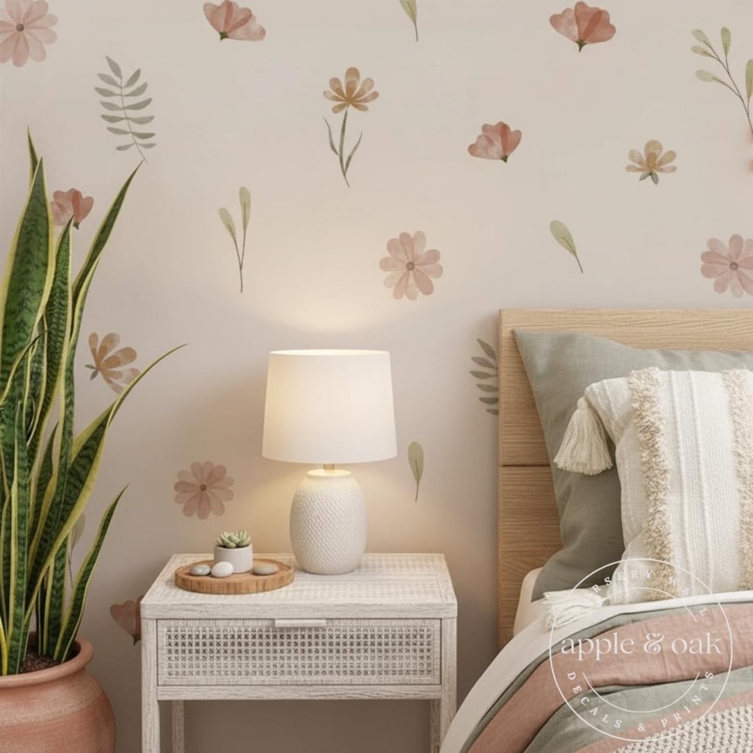 Floral Wall Decals Nursery Wall Art Baby Girl Room Decor Kids Room ...
