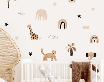 Boho Nursery SAFARI JUNGLE Wall Decals | Cute Safari Jungle Wall Decals | Boho Nursery Wall Decal Stickers | REMOVEABLE Wall Decal Stickers