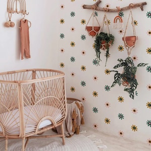 Boho Floral DAISY bloem muur stickers, Daisy muur stickers, Boho kwekerij muur sticker stickers, verwisselbare muur sticker sticker, kwekerij decor meisje