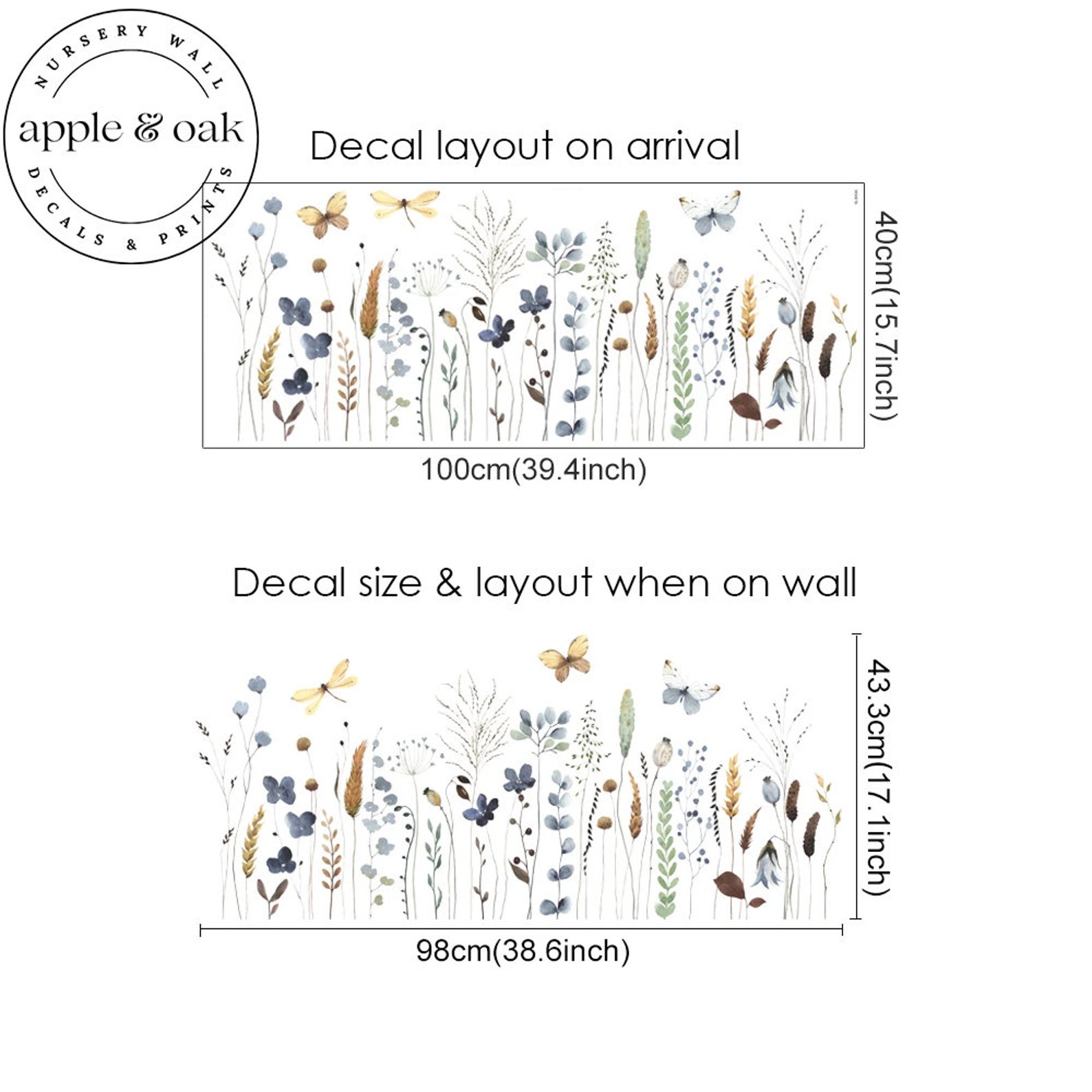 Boho Nursery FLORAL Flower WILDFLOWER Wall Decals, Floral Nursery Wall ...