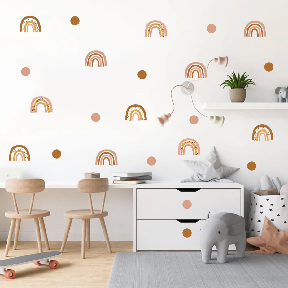 Boho Rainbow Polka Dot Wall Decals, Boho Nursery Wall Decal Stickers ...