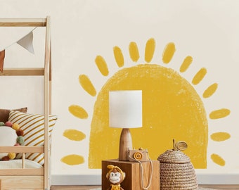 Calcomanías de pared Boho Large SUN para guardería / Calcomanía de pared Boho para guardería / Calcomanía de pared extraíble / Decoración Boho para guardería / Calcomanías de pared para niños