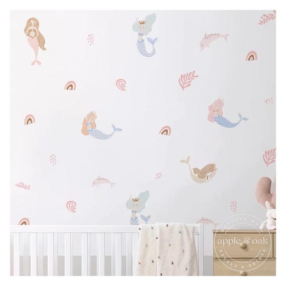 Boho MERMAID Nursery Wall Decal Underwater Ocean Decal Girl