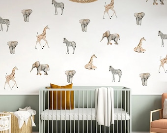 Boho Nursery SAFARI JUNGLE Nursery Wall Decal, Safari Jungle Animal Wall Decal,Boho Nursery Wall Decal Sticker,REMOVEABLE Wall Decal Sticker