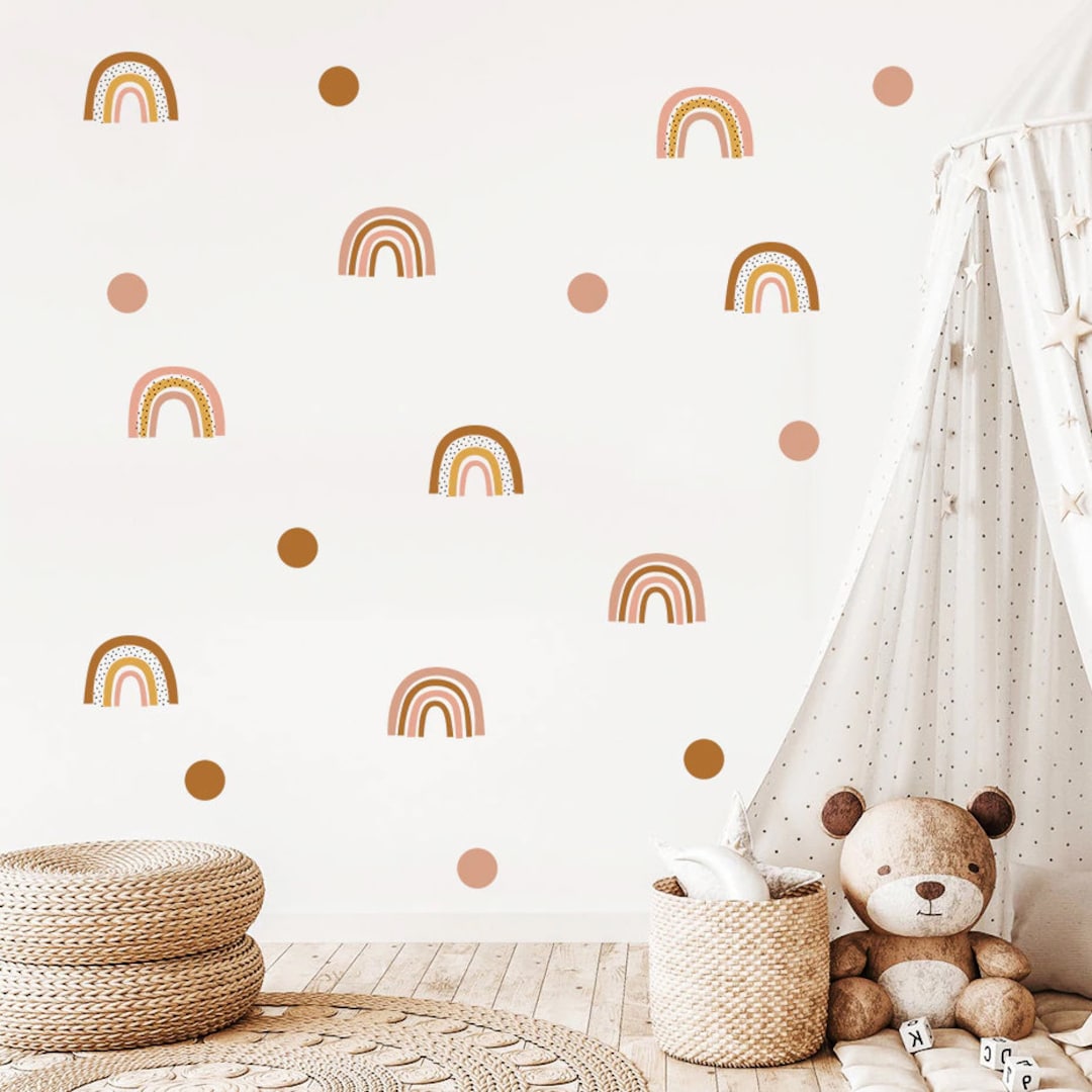Boho Rainbow Polka Dot Wall Decals, Boho Nursery Wall Decal Stickers ...