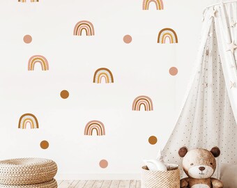 Boho Rainbow Polka Dot Wall Decals, Boho Nursery Wall Decal Stickers, REMOVEABLE Wall Decal Sticker, Boho Nursery Decor, Nursery Decor Girls