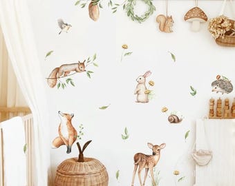 WOODLAND Animal Nursery Wall Decals, Woodland Nursery Wall Decals, Boho Nursery Wall Decal Sticker, REMOVEABLE Wall Decals, Wall Decals Kids