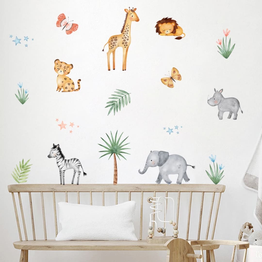 Boho Nursery SAFARI JUNGLE Nursery Wall Decal, Safari Jungle Animal ...