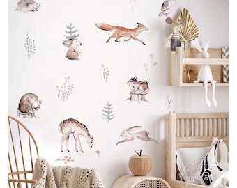 WOODLAND Animal Nursery Wall Decals, Woodland Nursery Wall Decals, Boho Nursery Wall Decal Sticker, REMOVEABLE Wall Decals, Wall Decals Kids