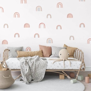 Naklejki ścienne Boho PASTEL RAINBOW | Naklejki ścienne Boho do pokoju dziecięcego | ZDEJMOWANE naklejki ścienne | Dekoracja pokoju dziecięcego Boho
