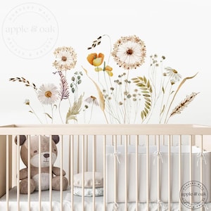 Boho Nursery FLORAL Flower WILDFLOWER Wall Decals, Floral Nursery Wall Decal, Boho Nursery Wall Decal Sticker, REMOVEABLE Wall Decal Sticker