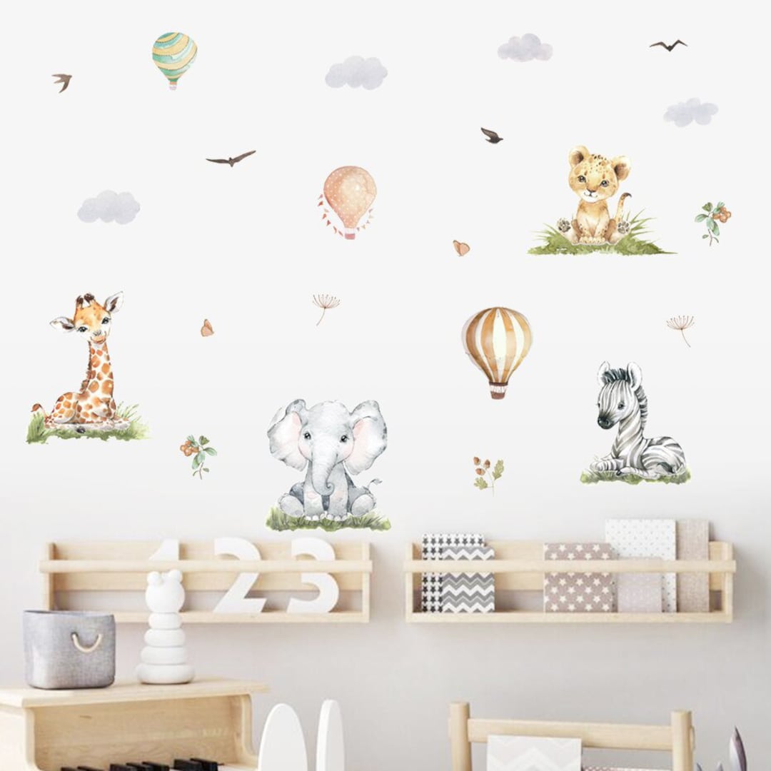 Boho Nursery SAFARI JUNGLE Nursery Wall Decal, Safari Jungle Animal