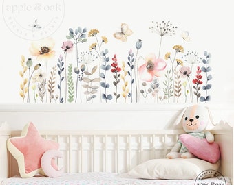 Boho Nursery FLORAL Flower WILDFLOWER Wall Decals, Floral Nursery Wall Decal, Boho Nursery Wall Decal Sticker, REMOVEABLE Wall Decal Sticker