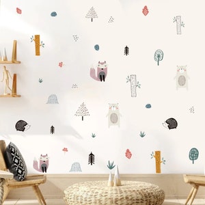 Boho WOODLAND Animal Nursery Wall Decals | Woodland Nursery Wall Decals | Boho Nursery Wall Decal Stickers | REMOVEABLE Wall Decals