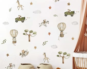 Boho Nursery SAFARI JUNGLE Wall Decals, Safari Jungle Animal Wall Decals, Boho Nursery Wall Decal Stickers, REMOVEABLE Wall Decal Stickers